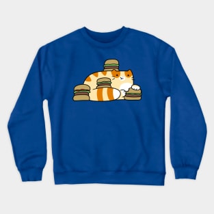 Tabby Cat Eating Burgers Crewneck Sweatshirt